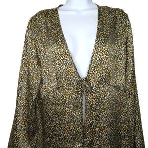 Vintage Inner Most Full Length Dressing Gown Robe M Animal Print Open Front Tie